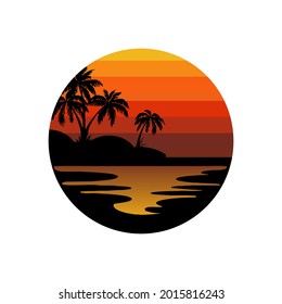 Sunset Beach Logo Color Vector