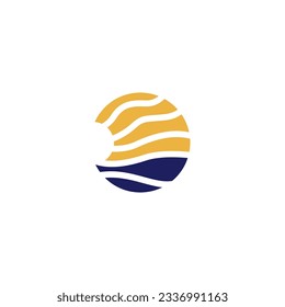 sunset beach logo design. beach abstract logo