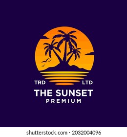 Design-Vektorgrafik des Sunset Beach-Logos