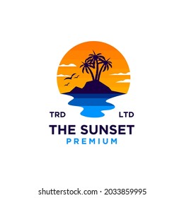 Vector de diseño del logotipo de la playa de Sunset