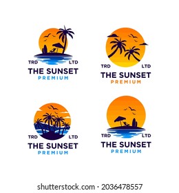 Vector de diseño del logotipo de la playa de Sunset