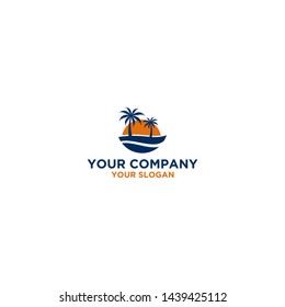 Sunset Beach Logo Design Vector Stock Vector (royalty Free) 1439425112 