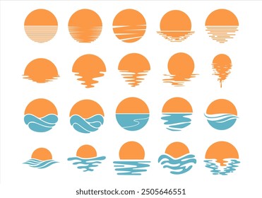 Sonnenuntergang Strand Logo Icon Set