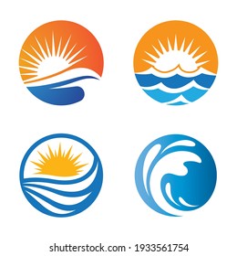Sunset beach logo images illustration design