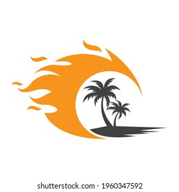 Sunset beach logo images illustration design