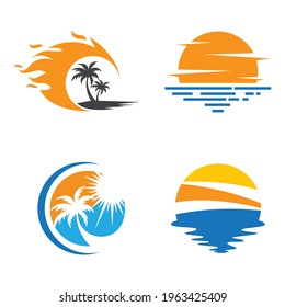 Sunset beach logo images illustration design
