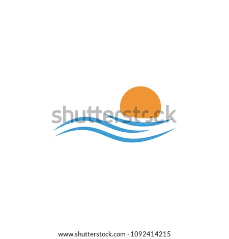 sunset beach logo template