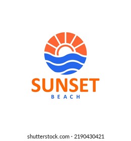 logotipo de la playa de puesta de sol para el diseño de camisetas