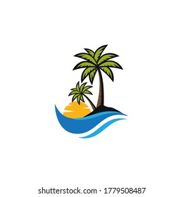 Diseño de icono del logotipo de la playa de Sunset