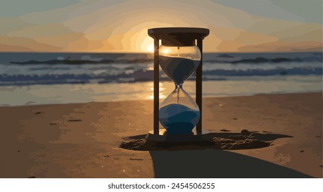 sunset in a beach and a lonely sandwatch