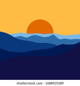 Sunset at the beach on a lonely day