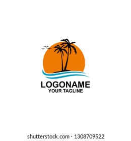 sunset beach palm logo