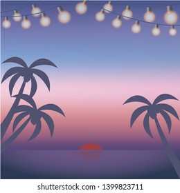 Sunset Beach -  Palm tree silhouette