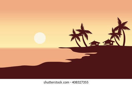 At Sunset in beach scenery a very beautiful