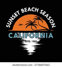 sunset beach season theme graphic vector design for ready print and for other uses