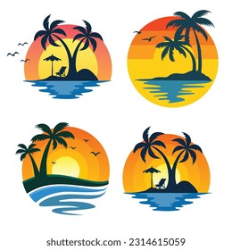 Sonnenuntergang Strand Sommer tropischen Urlaub Vektor