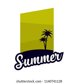 sunset beach for summer badge design