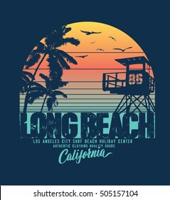 Sunset. Beach Tee Print