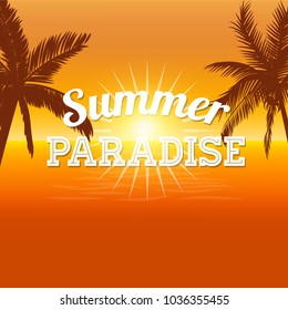 sunset beach vector illustration