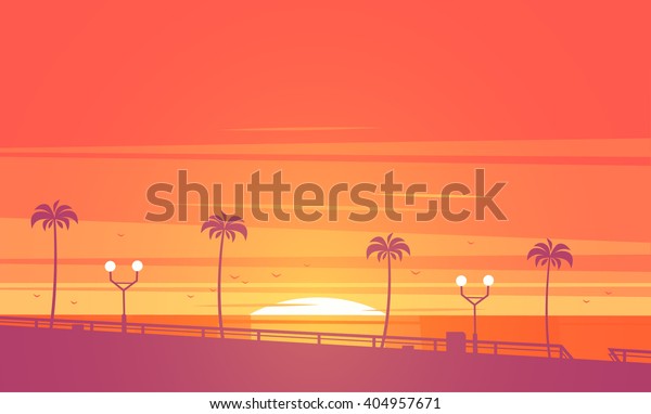 夕焼けの海岸 ベクターイラスト のベクター画像素材 ロイヤリティ
