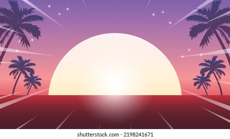 sunset beach vector illustration background