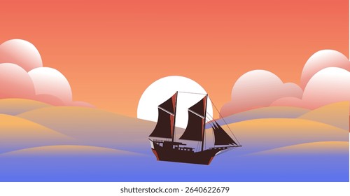 Sunset beach and wave landscape 