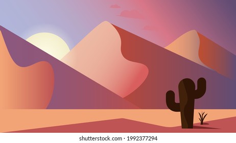 sunset, beautiful evening in the desert
