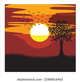 Sunset in the beautiful nature