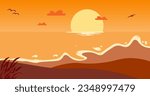 Sunset behind beautiful beach clouds