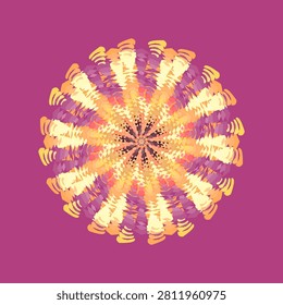 Sunset berry mellow palette geometric tile mandala in pale chiffon, honey gold, magenta haze, dark maroon, yellow, orange, coral, red