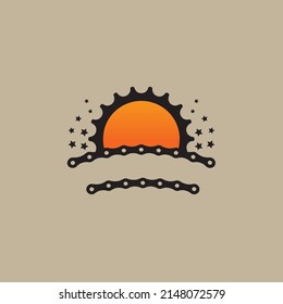 sunset bicycle chain logo design. perfect logo design for bike shop or bike community