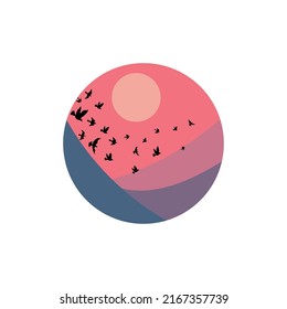 sunset with birds in the background
vector