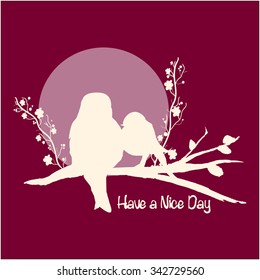 Sunset birds silhouette, girly design