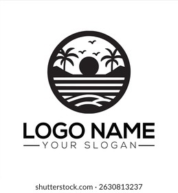 Sunset Black Beach Logo Design	