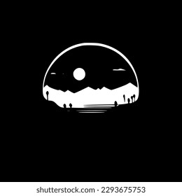 Sunset | Black and White Vector illustration