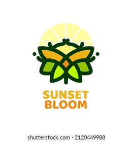 sunset bloom flora flower nature logo concept design illustration