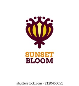 flor de la flor de la flor de la puesta del sol logotipo diseño ilustración