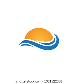 sunset and blue ocean logo