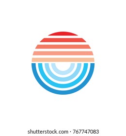 sunset in blue sea symbol logo vector