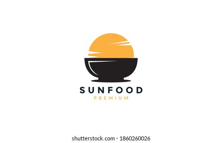 sunset with bowl modern simple logo vector icon illustration design