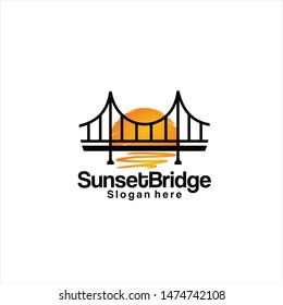 Sunset Bridge Logo Design, template, icon, simple, clasic - vector