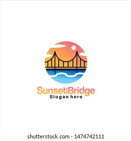 Sunset Bridge Logo Design, template, icon, simple, clasic - vector