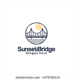 Sunset Bridge Logo Design, template, icon, simple, clasic - vector