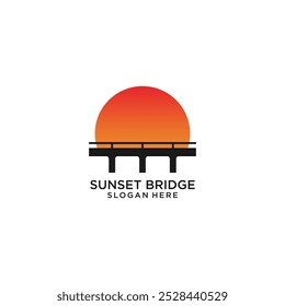 Sunset Bridge Logo Design, modelo, ícone, simples, clássico - vetor
