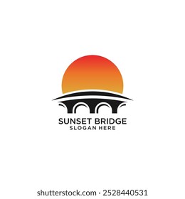 Sunset Bridge Logo Design, modelo, ícone, simples, clássico - vetor
