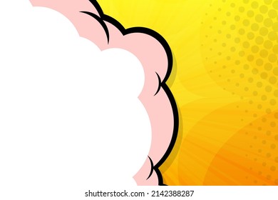 Sunset bright pop art comic background with halftone color and funny cloud vector