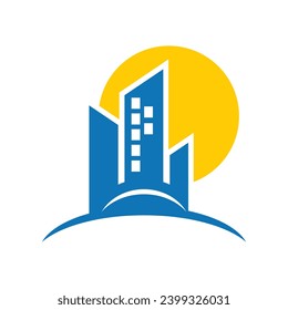 sunset building design cityscape logo