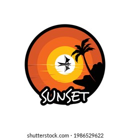 Sunset by the beach logo design inspiration