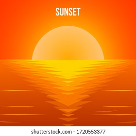 sunset by the beach which is very beautiful, half moon at summer