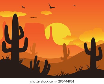 sunset cactus desert